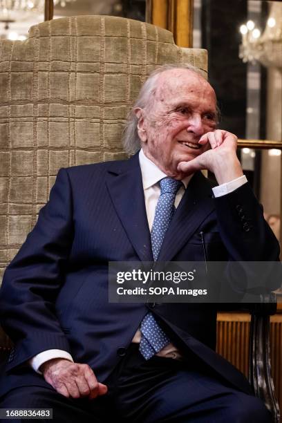 Francisco Pinto Balsemão, founder of the Imprensa group seen during a solemn ceremony handing over the Keys of the City of Porto in the Salão Nobre...