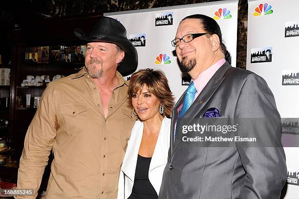 Trace Adkins, Lisa Rinna and Penn Jillette attend the "All Star Celebrity Apprentice" Red Carpet Event at Trump Tower on May 16, 2013 in New York...