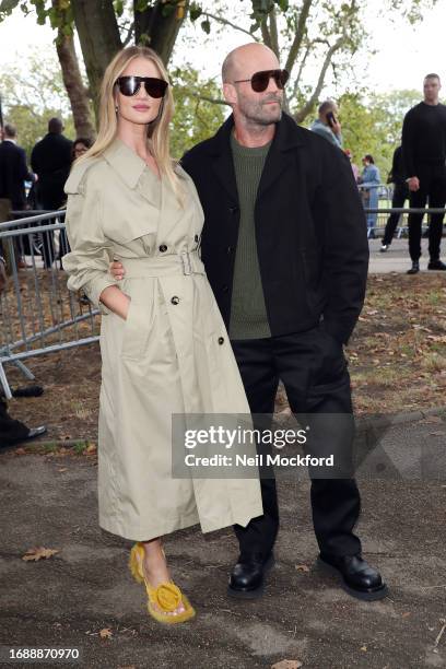 Rosie Huntington Whiteley and Jason Statham attend Burberry s/s24 Collection catwalk show at Highbury Fields during London Fashion Week September...