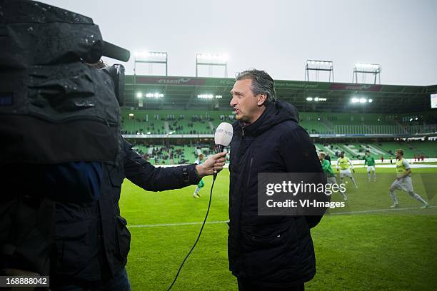 Coach Robbert Maaskant of FC Groningen during the Eredivisie Europa League Playoff match between FC Groningen and FC Twente on May 16, 2013 at the...