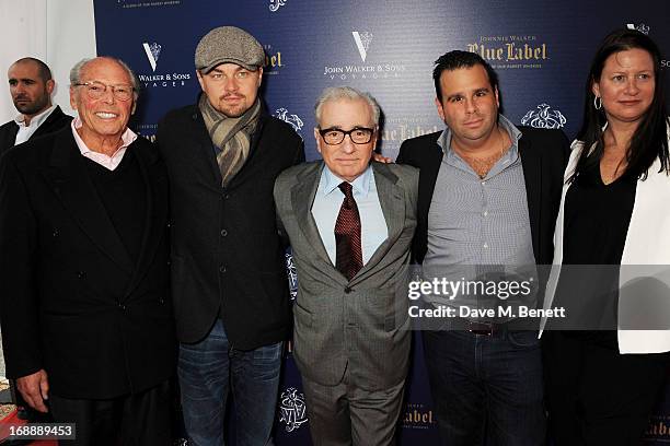 Irwin Winkler, Leonardo DiCaprio, Martin Scorsese, Randall Emmett and Emma Koskoff attend the Martin Scorsese Film Announcement 'Silence' hosted by...