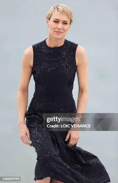 Actress Robin Wright arrives on May 16, 2013 to take part in French TV Canal+'s tv show "Le Grand Journal" during the 66th edition of the Cannes Film...