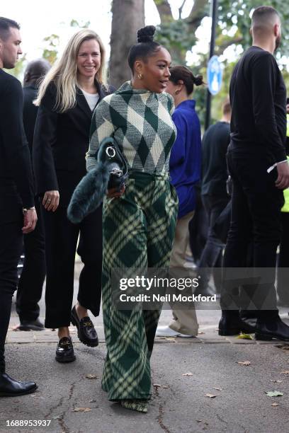 Naomi Ackie attends Burberry s/s24 Collection catwalk show at Highbury Fields during London Fashion Week September 2023 on September 18, 2023 in...