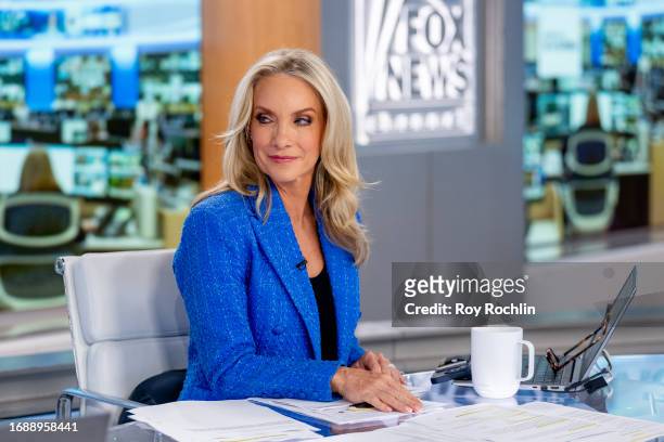 Host Dana Perino as Chevron CEO Mike Wirth visits "America's Newsroom" with hosts Bill Hemmer and Dana Perino at Fox News Channel Studios on...