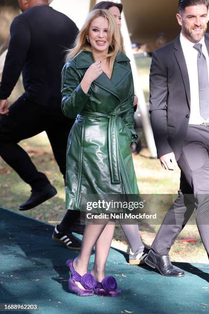 Kylie Minogue attends Burberry s/s24 Collection catwalk show at Highbury Fields during London Fashion Week September 2023 on September 18, 2023 in...