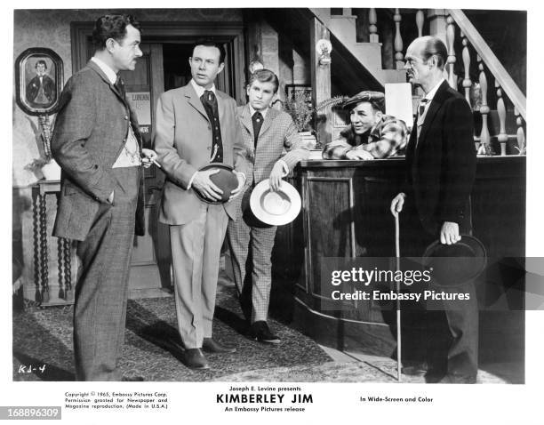 Tromp Terre'blanche, Jim Reeves, Clive Parnell, Mike Holt and Arthur Swemmer in a scene from the film 'Kimberley Jim', 1963.