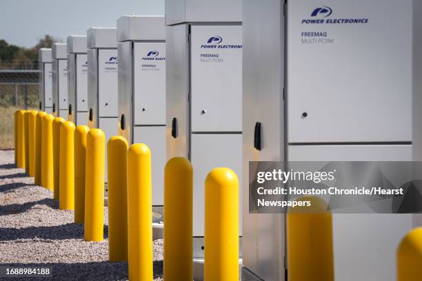 Power inverters are seen in a battery storage yard Tuesday, Sept. 12 at the Blue Jay solar and storage plant in Iola.