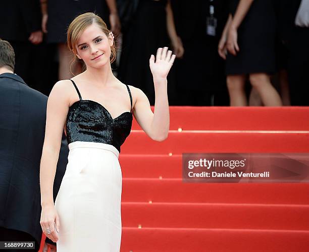 Actress Emma Watson attends the Premiere of 'The Bling Ring' at The 66th Annual Cannes Film Festival at Palais des Festivals on May 16, 2013 in...