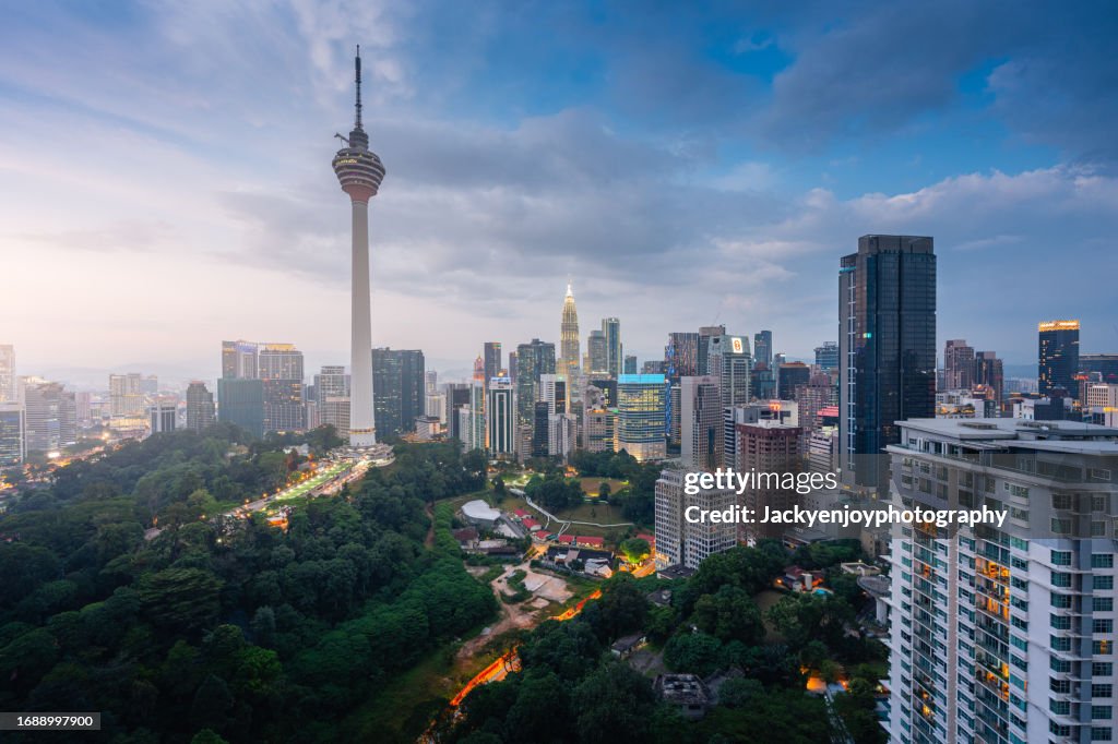 Malaysias Kuala Lumpur Skyline From A High Perspective With The Kl ...