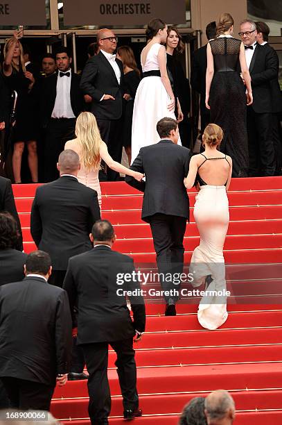 Claire Julien, Israel Broussard and Emma Watson attend 'The Bling Ring' premiere during The 66th Annual Cannes Film Festival at the Palais des...