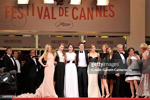 Actresses Claire Julien, Taissa Fariga and Katie Chang, actor Israel Broussard, actress Emma Watson and director Sofia Coppola attend 'The Bling...