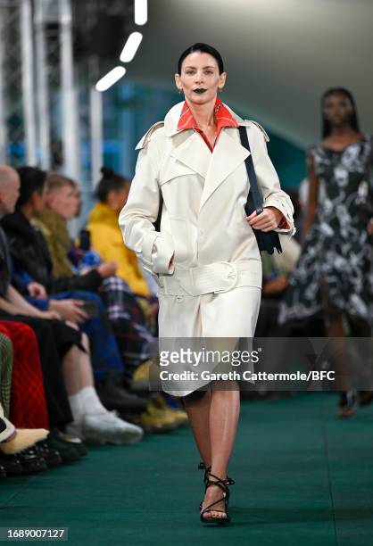 Liberty Ross walks the runway at the Burberry show during London Fashion Week September 2023 at on September 18, 2023 in London, England.