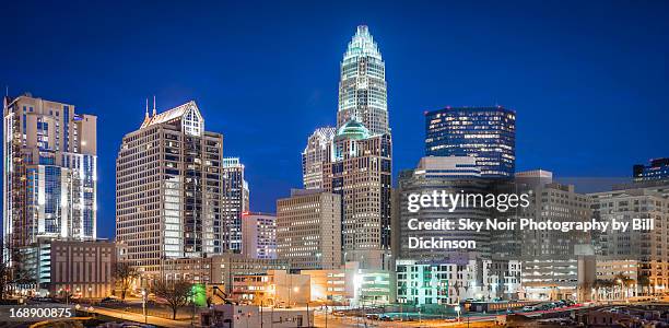 charlotte skyline - charlotte north carolina night stock pictures, royalty-free photos & images