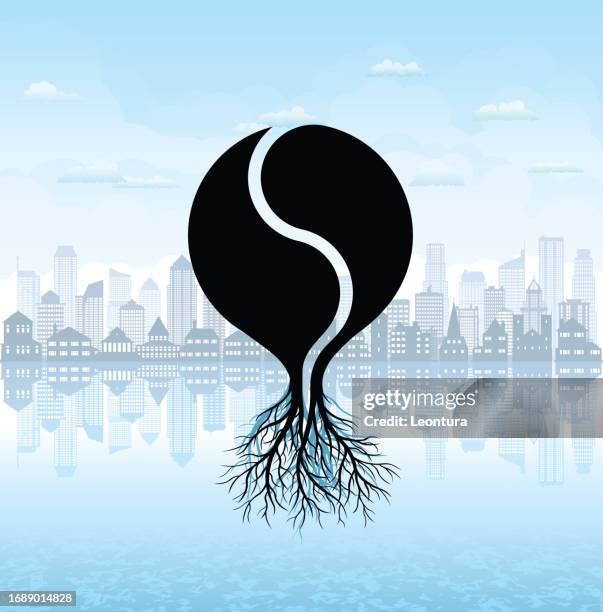 yin yang roots - respect symbol stock illustrations