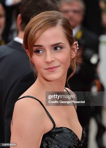 Actress Emma Watson attends the Premiere of 'The Bling Ring' at The 66th Annual Cannes Film Festival at Palais des Festivals on May 16, 2013 in...