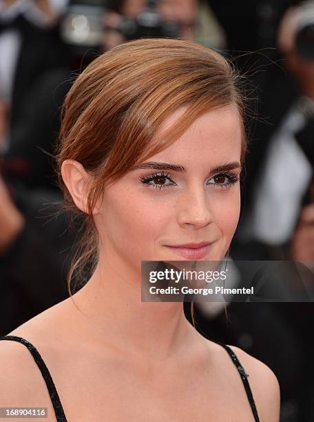 Actress Emma Watson attends the Premiere of 'The Bling Ring' at The 66th Annual Cannes Film Festival at Palais des Festivals on May 16, 2013 in...