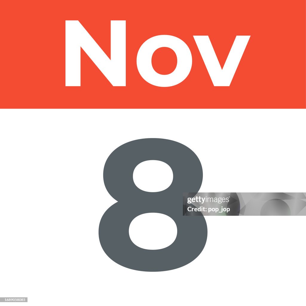 8 Bit November November 8 Calendar Leaf Vector Illustration High-Res Vector Graphic ...