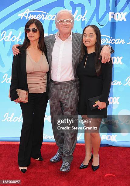 Actor Sir Anthony Hopkins , wife Stella Arroyave , and niece arrive at FOX's "American Idol" Grand Finale at Nokia Theatre L.A. Live on May 16, 2013...