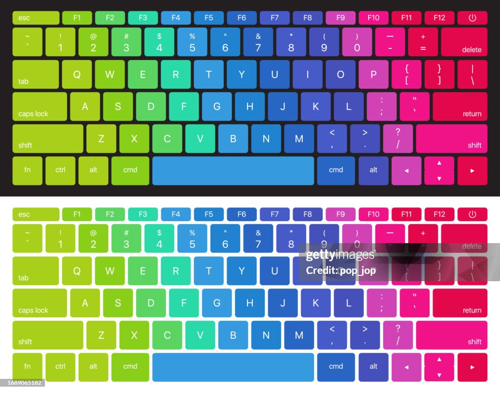 Colorful Computer Keyboardd Vector Laptop Keyboard Set Rainbow Colored Vector Illustration Template High ...