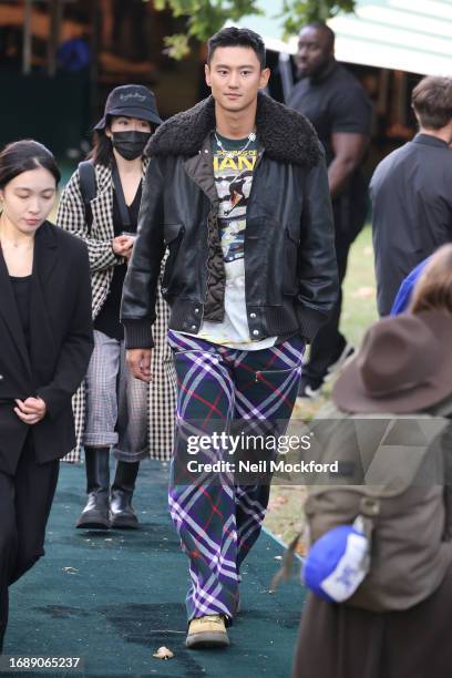 Ning Zetao attends Burberry s/s24 Collection catwalk show at Highbury Fields during London Fashion Week September 2023 on September 18, 2023 in...