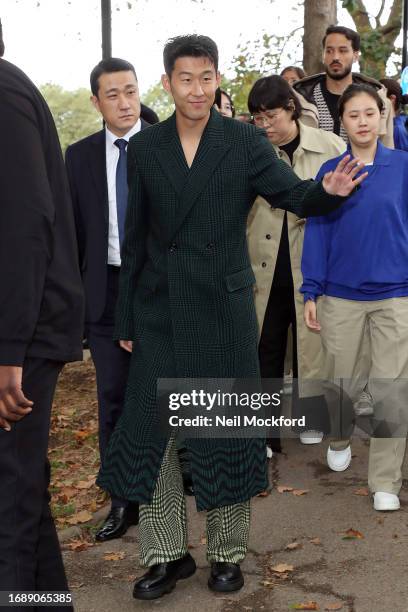 Son Heung-min attends Burberry s/s24 Collection catwalk show at Highbury Fields during London Fashion Week September 2023 on September 18, 2023 in...