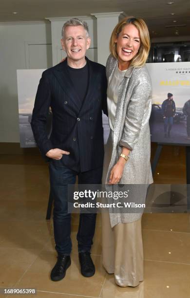 Patrick Kielty and Cat Deeley attend the "Ballywalter" London premiere at The May Fair Hotel on September 18, 2023 in London, England.