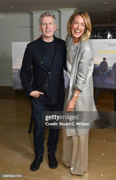 Patrick Kielty and Cat Deeley attend the "Ballywalter" London premiere at The May Fair Hotel on September 18, 2023 in London, England.
