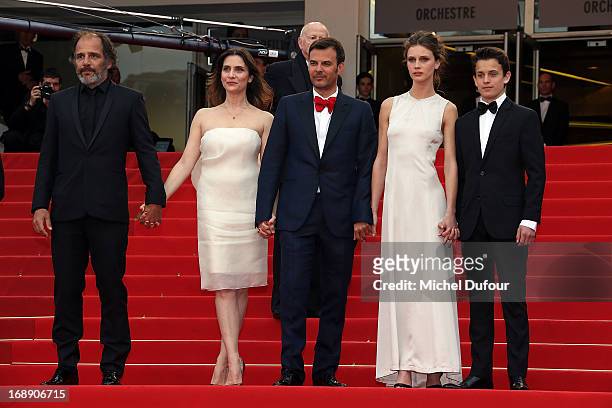 Frederic Pierrot, Geraldine Pailhas, director Francois Ozon, Marine Vacth and Fantin Ravat attend the 'Jeune & Jolie' premiere during The 66th Annual...