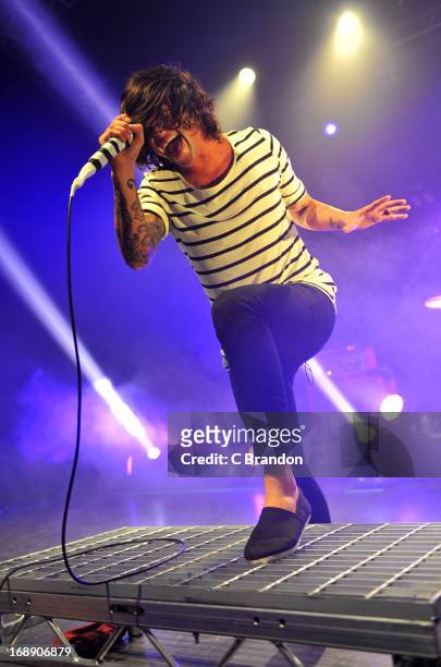 Kellin Quinn of Sleeping With Sirens performs on stage at O2 Shepherd's Bush Empire on May 16, 2013 in London, England.
