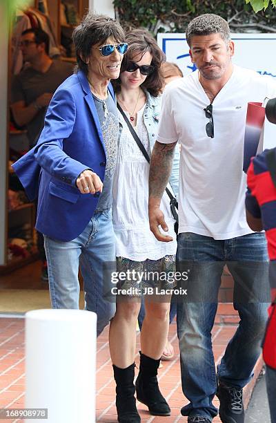 Ronnie Wood and Sally Humphreys are seen shopping at Fred Segal on May 16, 2013 in Los Angeles, California.