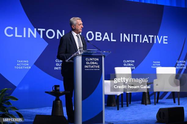 Filippo Grandi speaks onstage during the Clinton Global Initiative September 2023 Meeting at New York Hilton Midtown on September 18, 2023 in New...