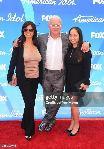 Actor Sir Anthony Hopkins , wife Stella Arroyave , and niece arrive at FOX's 'American Idol' Grand Finale at Nokia Theatre L.A. Live on May 16, 2013...