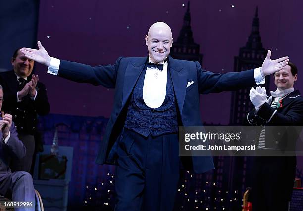 Anthony Warlow and Jane Lynch attend Jane Lynch's opening night in Broadway's "Annie" at The Palace Theatre on May 16, 2013 in New York City.