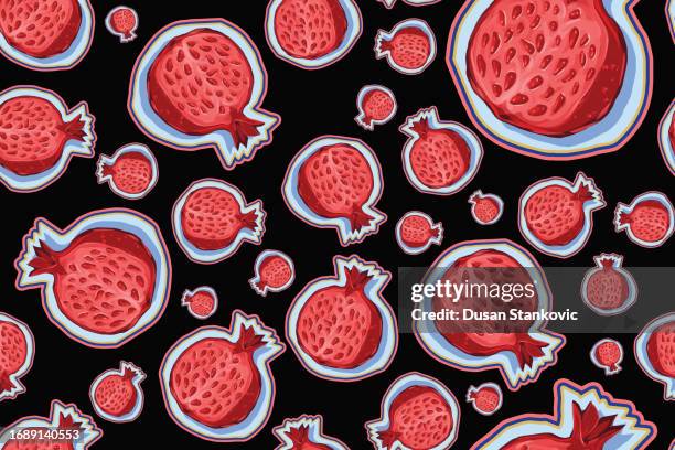 pomegranate pattern - lemon tree stock illustrations