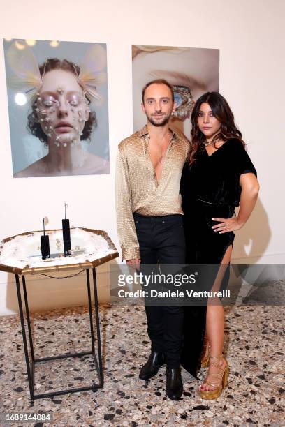 Jacopo Durazzani and Lavinia Fuksas attend the celebration of Lavinia Fuksas SS24 jewelry collection on September 18, 2023 in Milan, Italy.