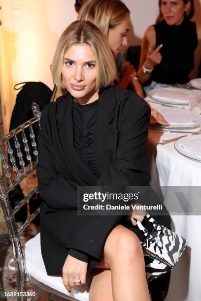 Cristina Musacchio attends the celebration of Lavinia Fuksas SS24 jewelry collection on September 18, 2023 in Milan, Italy.