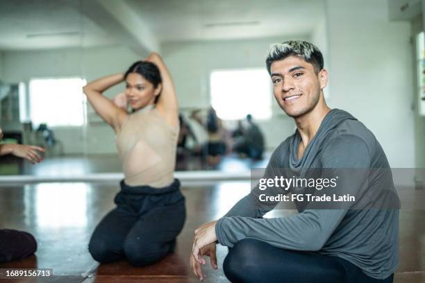 portrait of a young man at the dance studio - amateur theater stock pictures, royalty-free photos & images