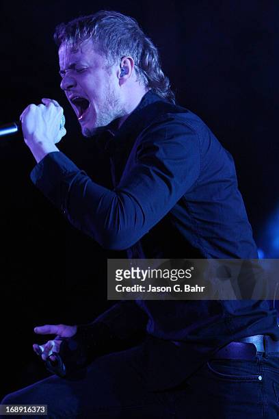 Dan Reynolds of Imagine Dragons performs at Red Rocks Amphitheatre on May 16, 2013 in Morrison, Colorado.