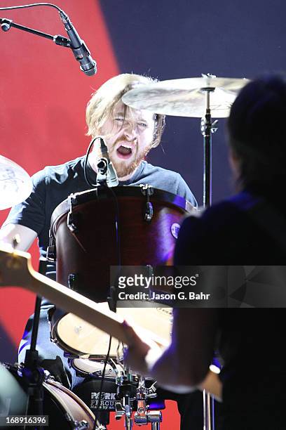 Dan Platzman of Imagine Dragons performs at Red Rocks Amphitheatre on May 16, 2013 in Morrison, Colorado.