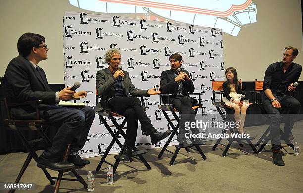 Times writer Mark Olsen, co-director David Siegel, co-director Scott McGehee, actress Onata Aprile and actor Alexander Skarsgard attend the LA Times...