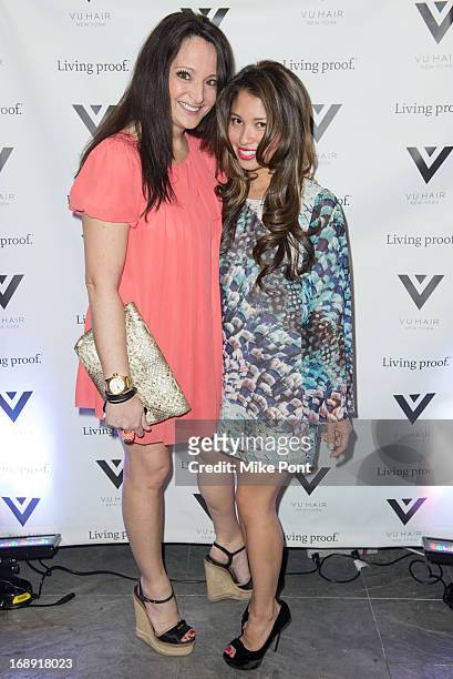 Emma Snowdon-Jones and Michelle Jiminez attend the Vu Hair New York Opening Celebration at The Peninsula Hotel on May 16, 2013 in New York City.