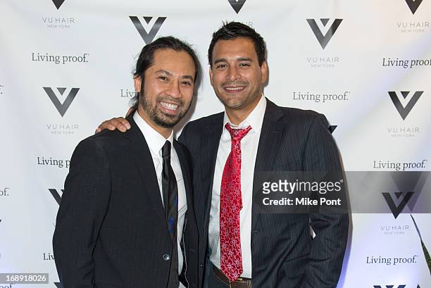 Hair Stylist Vu Nguyen and Louis Sarmiento attend the Vu Hair New York Opening Celebration at The Peninsula Hotel on May 16, 2013 in New York City.