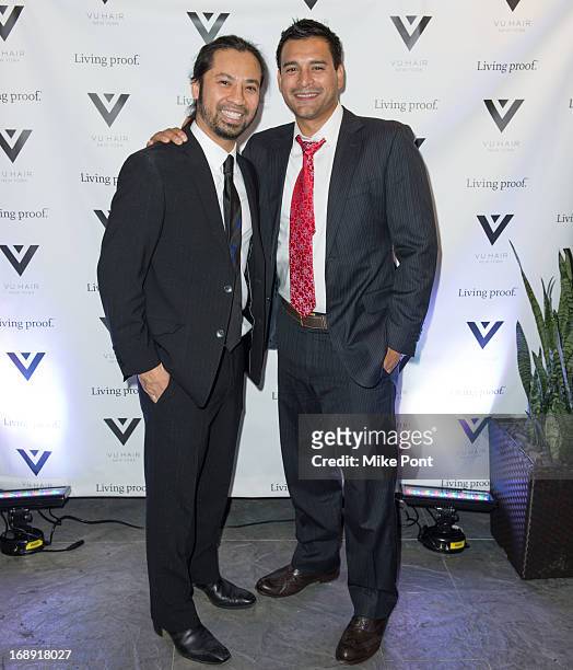 Hair Stylist Vu Nguyen and Louis Sarmiento attend the Vu Hair New York Opening Celebration at The Peninsula Hotel on May 16, 2013 in New York City.