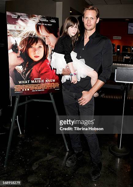 Onata Aprile and Alexander Skarsgard attend the LA Times Indie Focus screening of "What Masie Knew" at Laemmle Theater on May 16, 2013 in North...