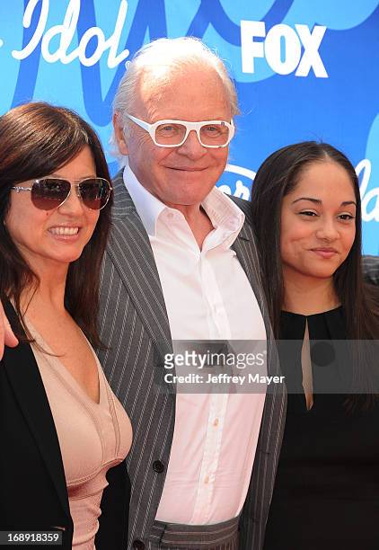 Actor Sir Anthony Hopkins , wife Stella Arroyave , and niece arrive at FOX's 'American Idol' Grand Finale at Nokia Theatre L.A. Live on May 16, 2013...