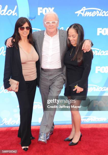 Actor Sir Anthony Hopkins , wife Stella Arroyave , and niece arrive at FOX's 'American Idol' Grand Finale at Nokia Theatre L.A. Live on May 16, 2013...