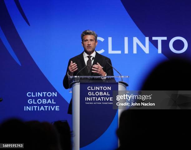 Patrick Dempsey speaks during the Clinton Global Initiative meeting at the Hilton Midtown on September 18, 2023 in New York City.