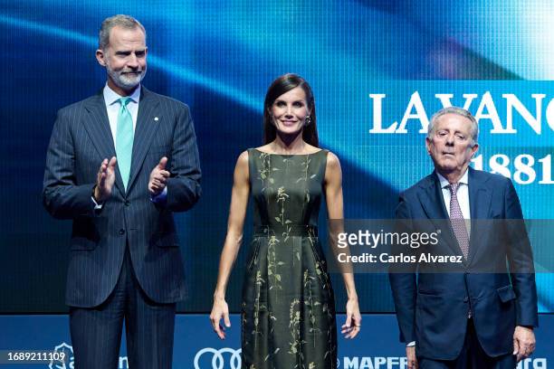 King Felipe VI of Spain, Queen Letizia of Spain and Javier Godo attend the first edition of 'The La Vanguardia Awards' at the Museo Nacional de Arte...