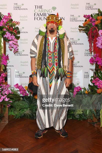 Chief Isku Kua Yawanawa attends The Caring Family Foundation's Indigenous Voices breakfast at Annabel's on September 25, 2023 in London, England.