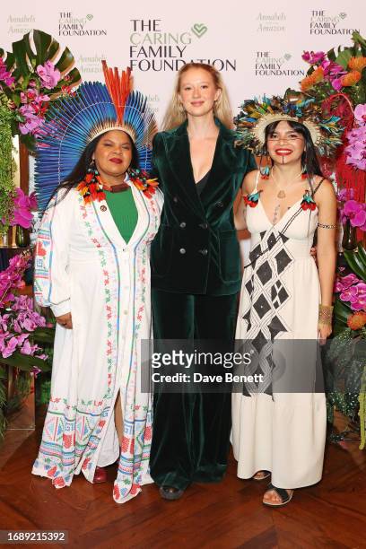 Sonia Guajajara, Minister of Indigenous Peoples of Brazil,, CEO of Earthrise Alice Aedy and Brazilian environmental activist Txai Surui attend The...